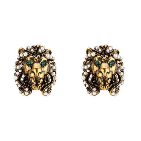 gucci lion earring|Gucci multi stone earrings.